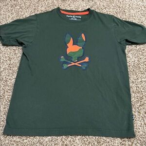 Psycho Bunny Dark Green Kids T-Shirt with Orange Logo